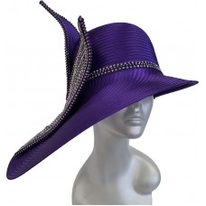 Mujer&apos;s Designer Dress Satin Ribbon All Year Around Dressy Church Hat Purple  eb-32815121